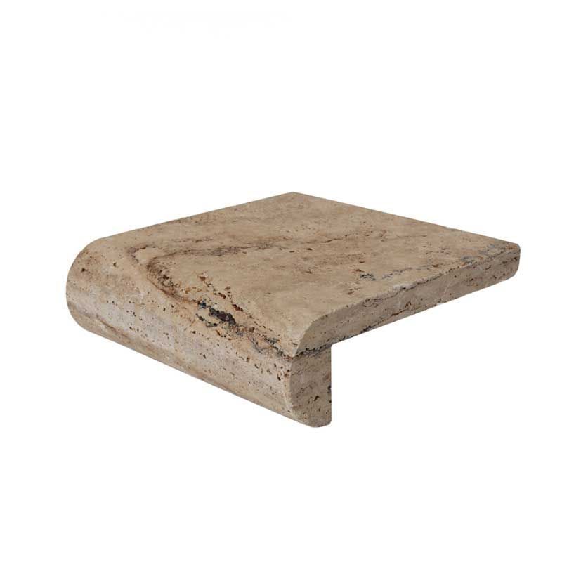 A marble tile with a curved edge on a white background.