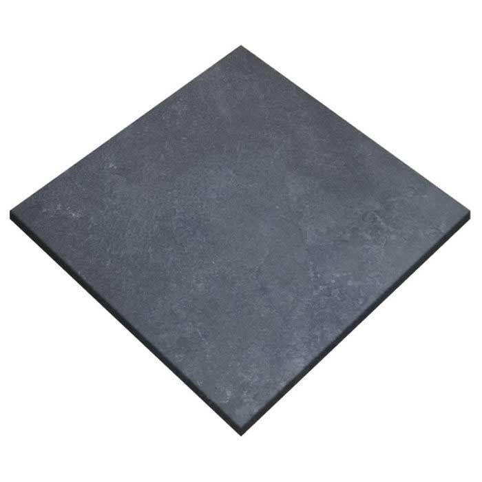 A black square tile on a white background