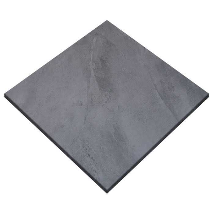 A black square tile on a white background