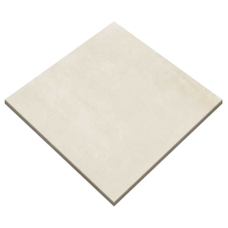 A white square tile is sitting on a white surface.