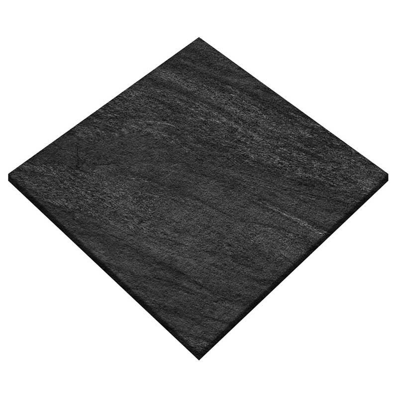 A black square tile on a white background