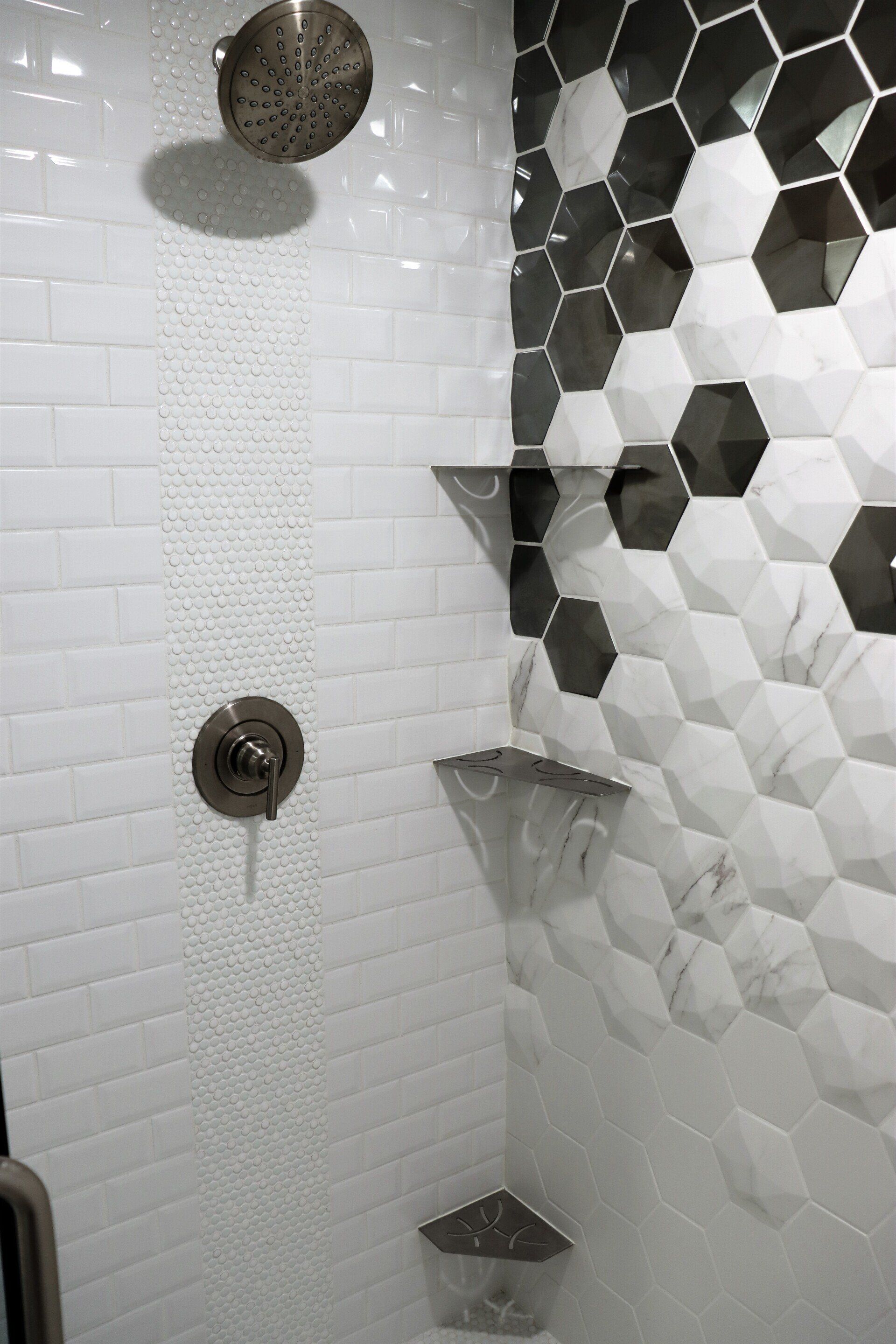 Shower with decorative shower tile