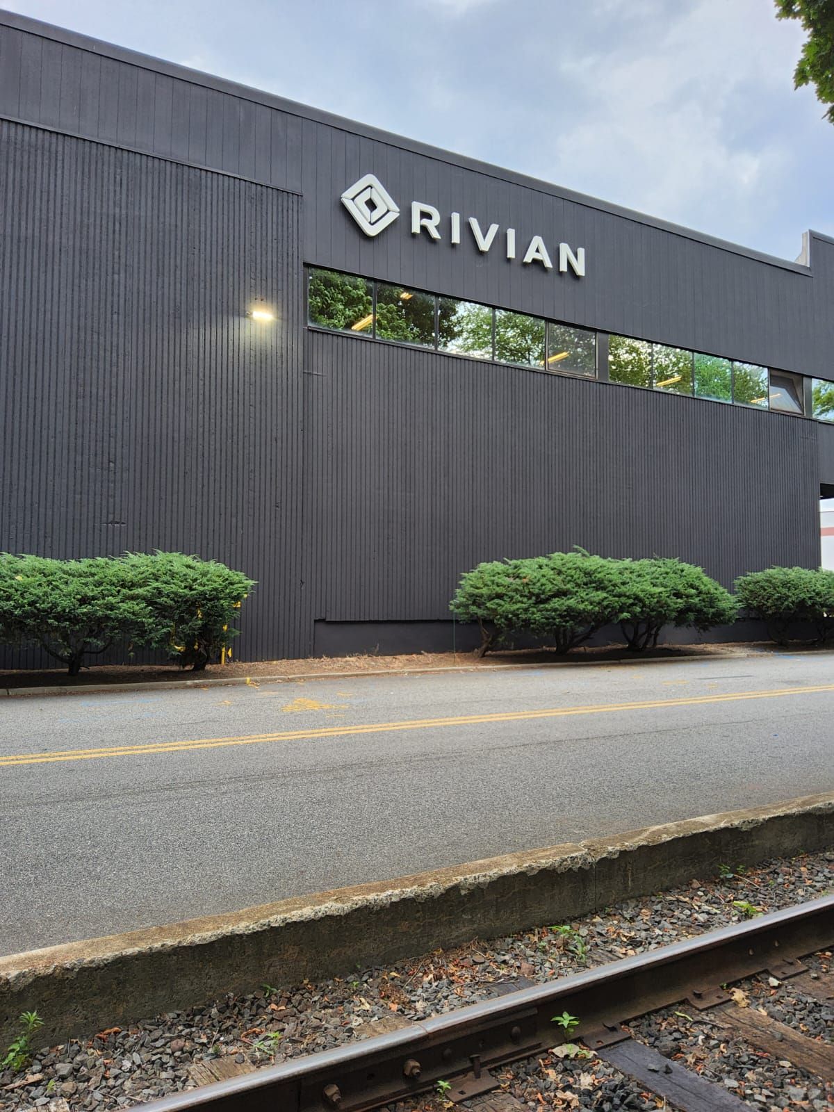 A building with the word rivian on it