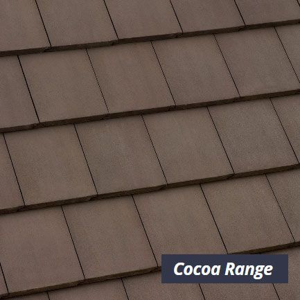 A close up of a cocoa range roof tile