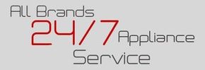 Logo for All Brands 24/7 Appliance Service in gray and red text