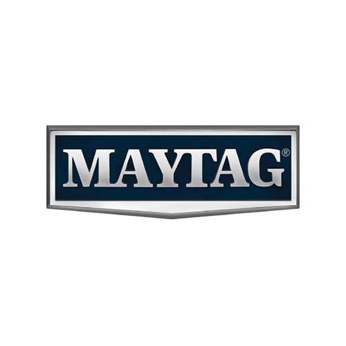 Maytag logo in white text on a dark blue and silver rectangular badge