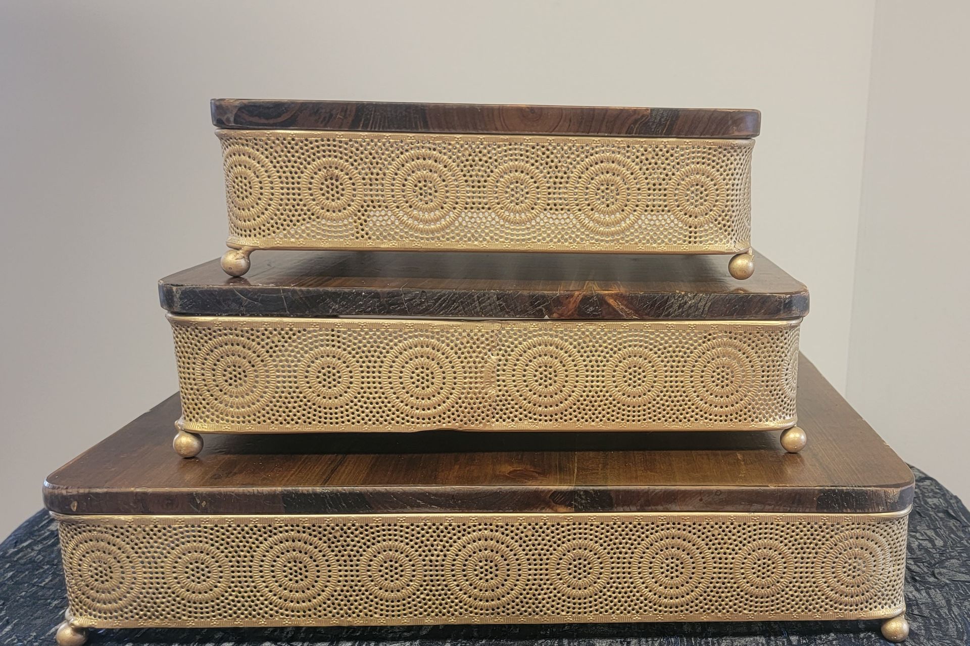 Gold Square with Wood Top