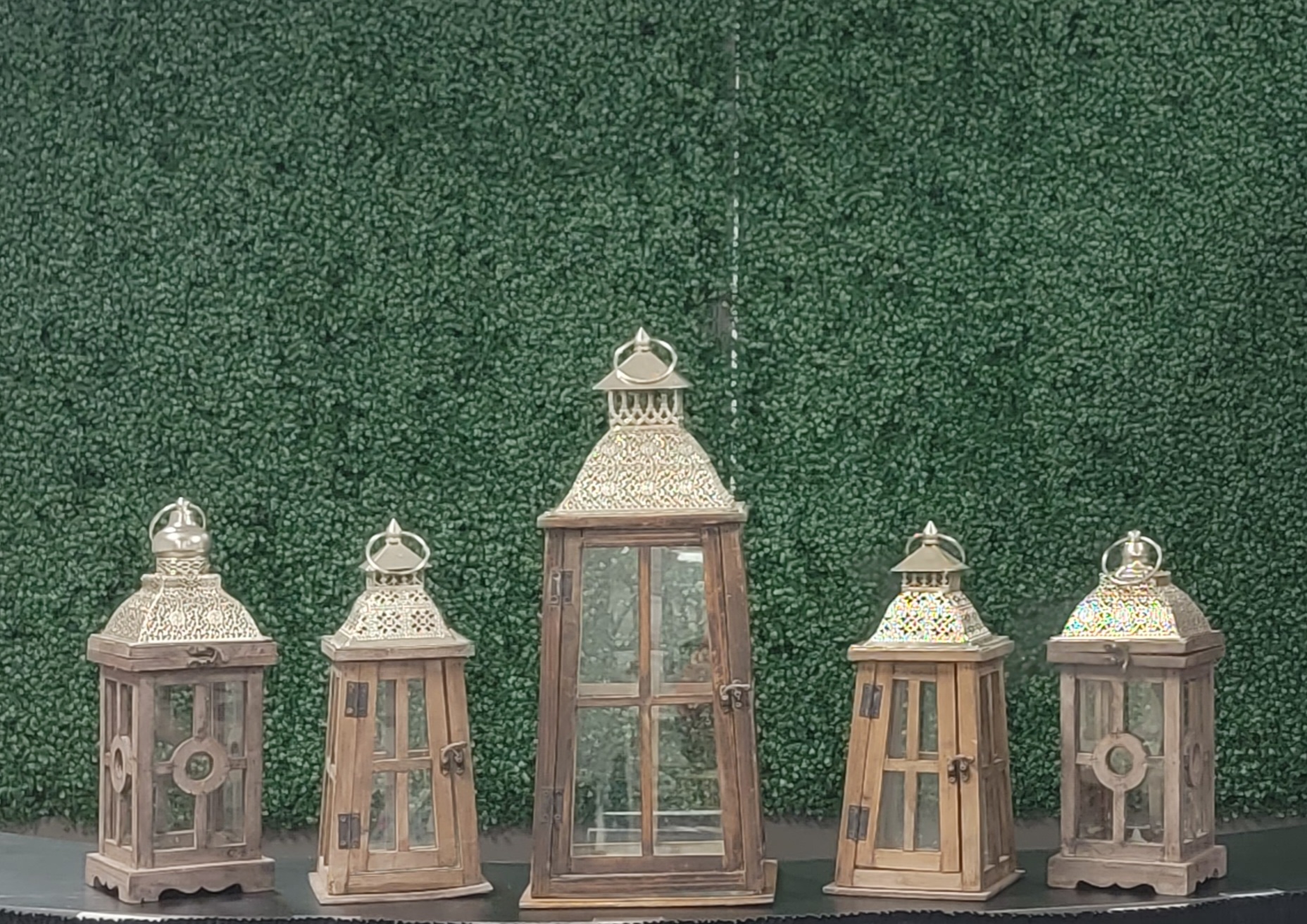 Wood Silver Top Lanterns