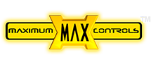 A yellow and black logo for maximum max controls