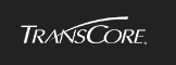 The transcore logo is white on a black background.