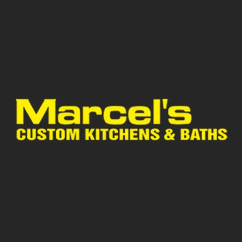 Logo for Marcel's Custom Kitchens & Baths, yellow text on a black background.