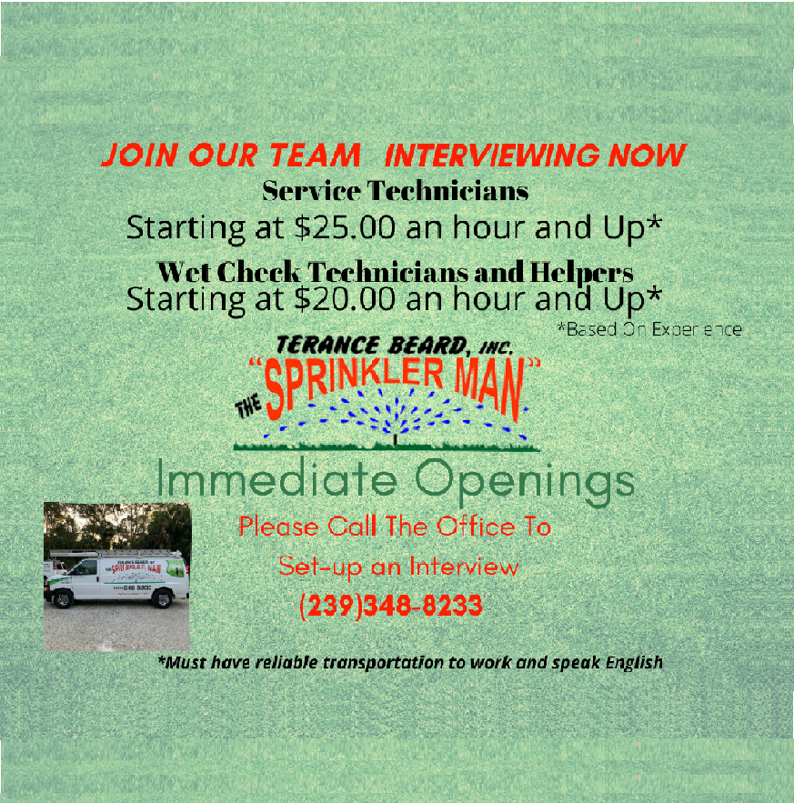 Job flyer for Terance Beard, Inc. 