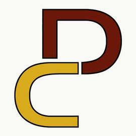 DC intertwined initials in brown and gold.