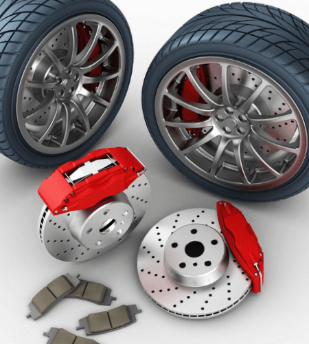Tire and brake pads