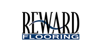 Reward Flooring logo with black text and a blue line over the word 