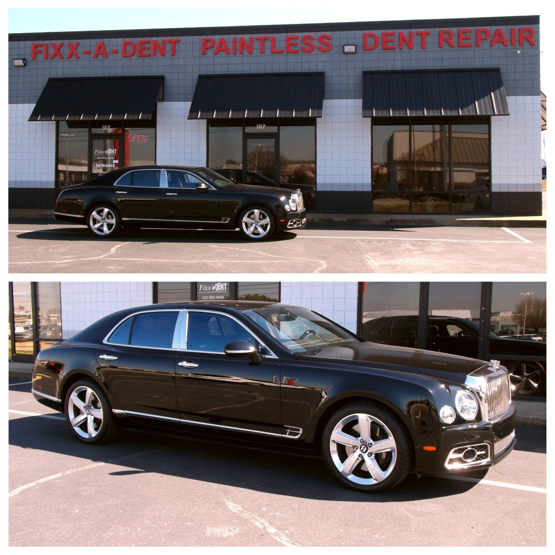 Black Bentley sedan outside