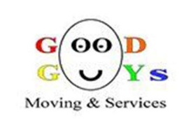 Logo for Good Guys Moving & Services; features a smiling face in a circle with the company name in colorful text.