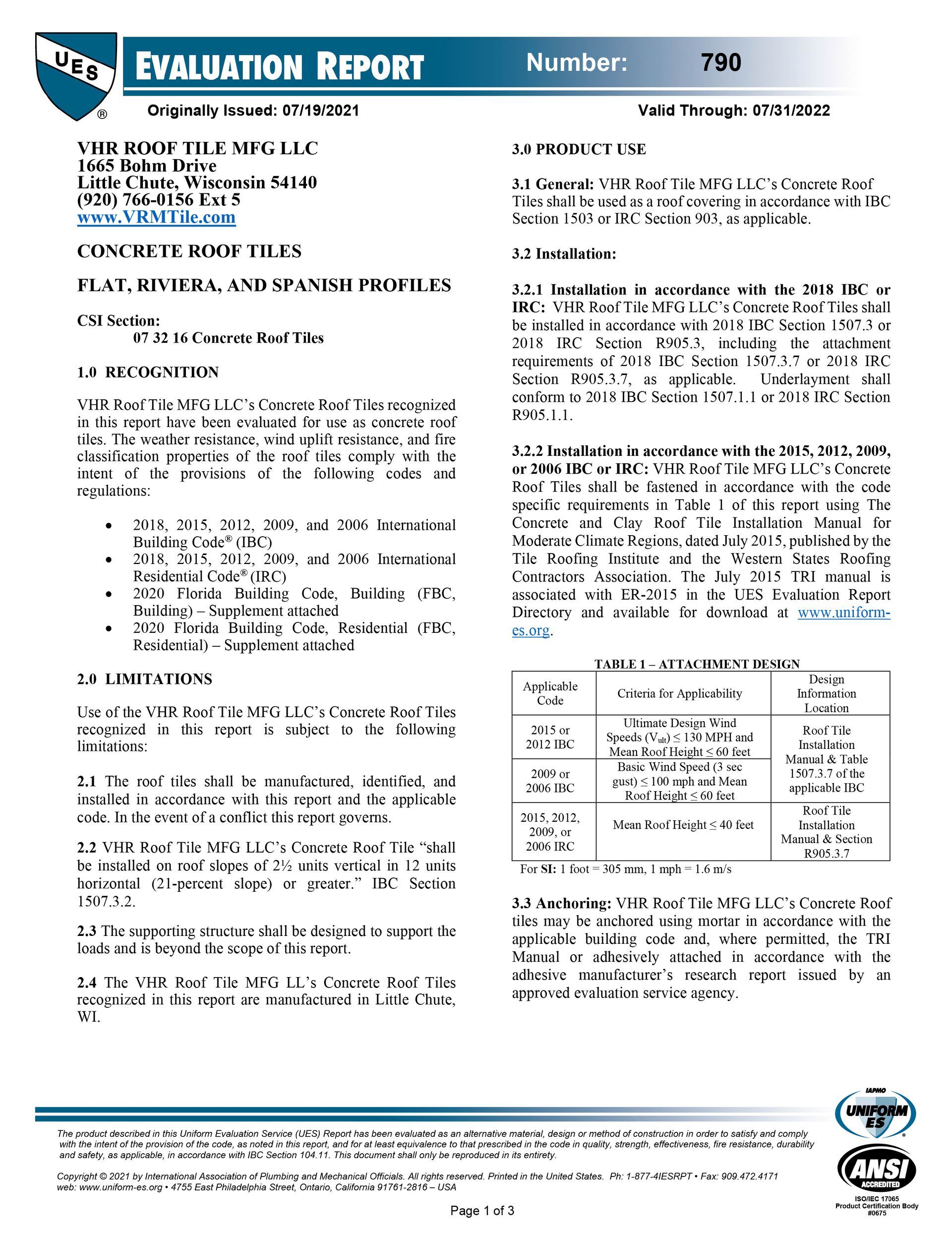 UES Evaluation Report