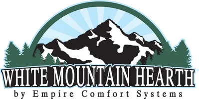 Logo of "White Mountain Hearth" featuring a mountain range and a green arch.