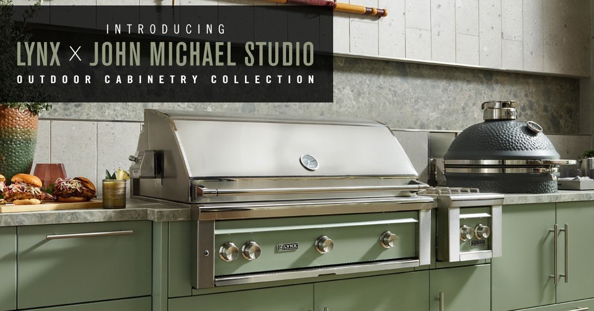Lynx outdoor grill and John Michael Studio cabinetry in an outdoor kitchen setting.
