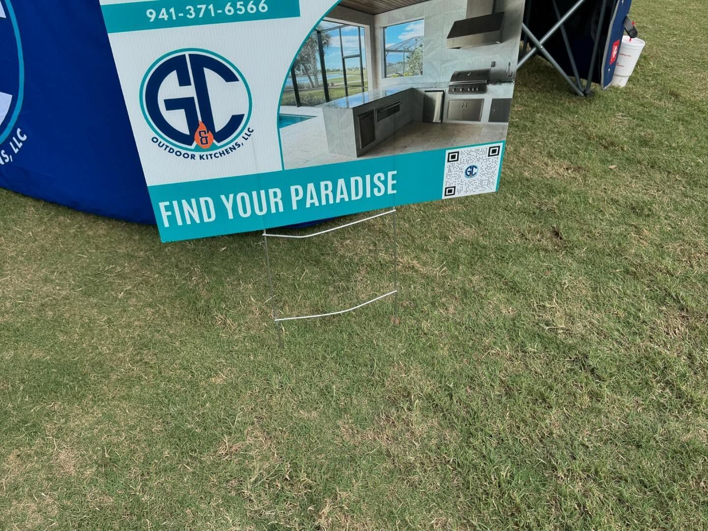 Sign for GC Gutierrez Construction, LLC, advertising, 