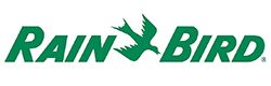 Rain Bird logo: green text and bird graphic on a white background.