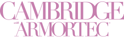 CAMBRIDGE with ARMORTĒC, pink text on white background.
