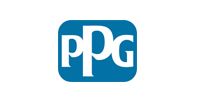 PPG logo in white on a blue rounded square background