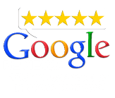 a google logo with five stars on it .