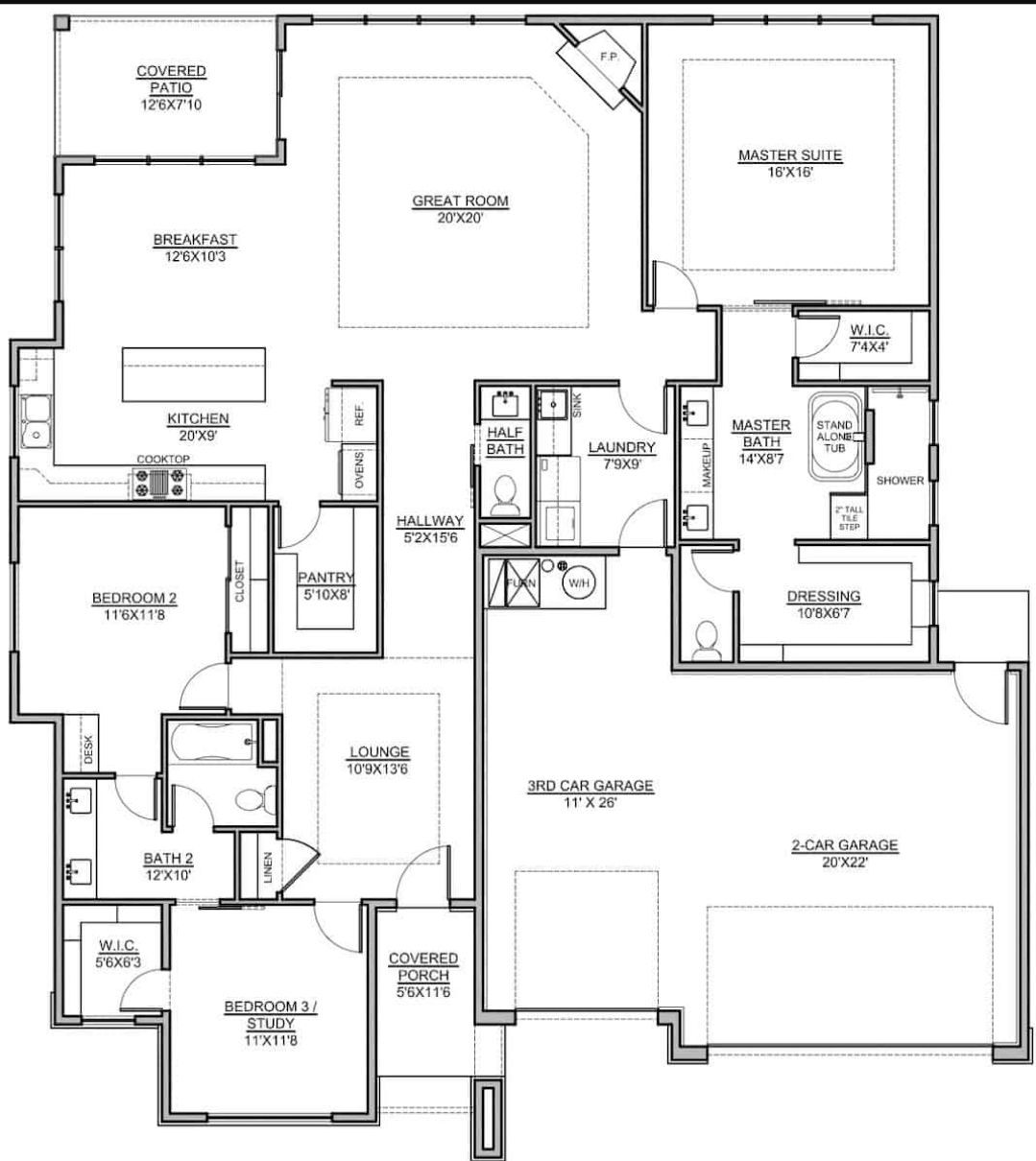 A black and white floor plan of a house.