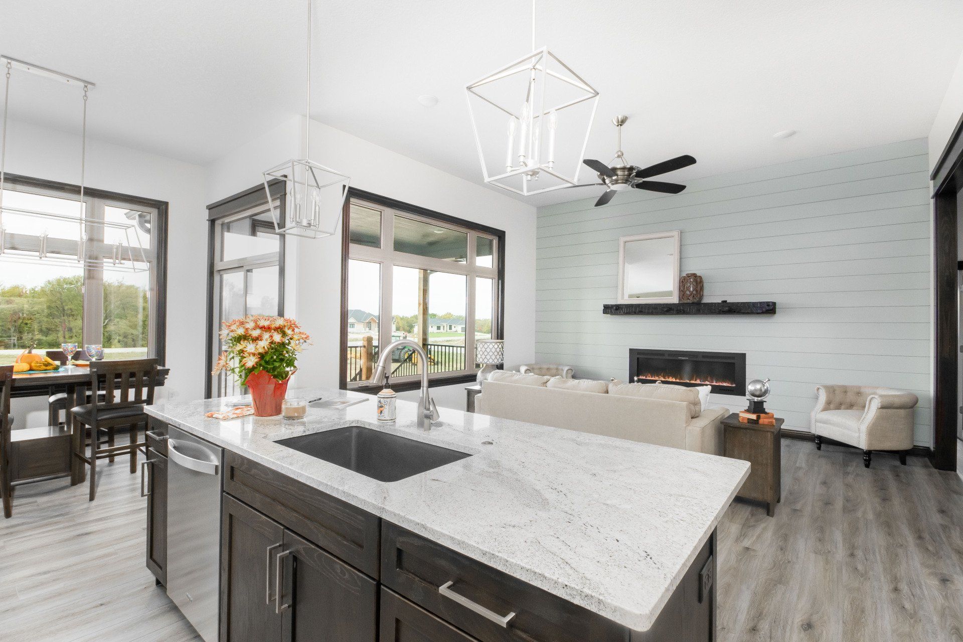 The kitchen is open to the living room and dining room.