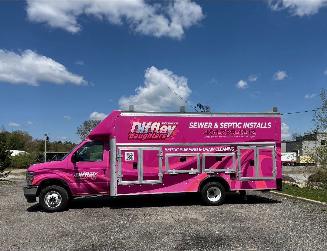 Bright pink service vehicle