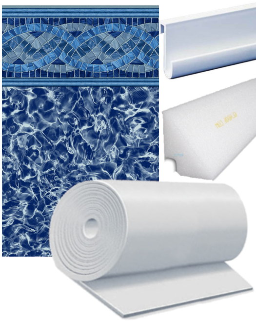 A roll of white foam is sitting next to a blue tile