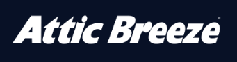 Attic Breeze logo in white text on a dark blue background.