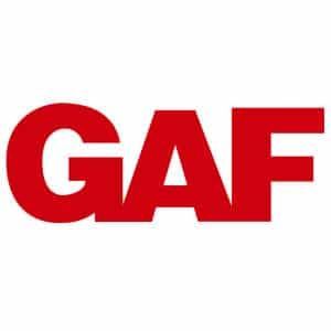 Red GAF logo on a white background.