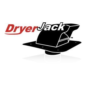Logo for DryerJack, featuring the name and a black hat shape.