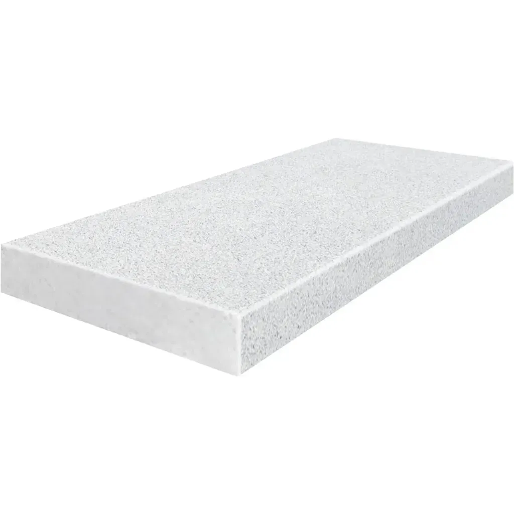 White rectangular acoustic ceiling tile with a textured surface.