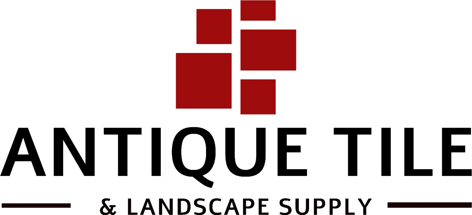 Logo for Antique Tile & Landscape Supply with a brick-like square icon in red. Black text below.