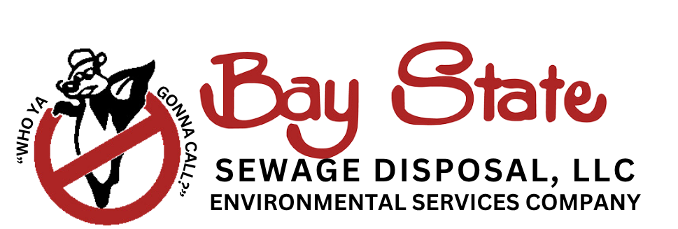 Bay State Sewage Disposal, LLC logo with red and black text and a circular worker emblem