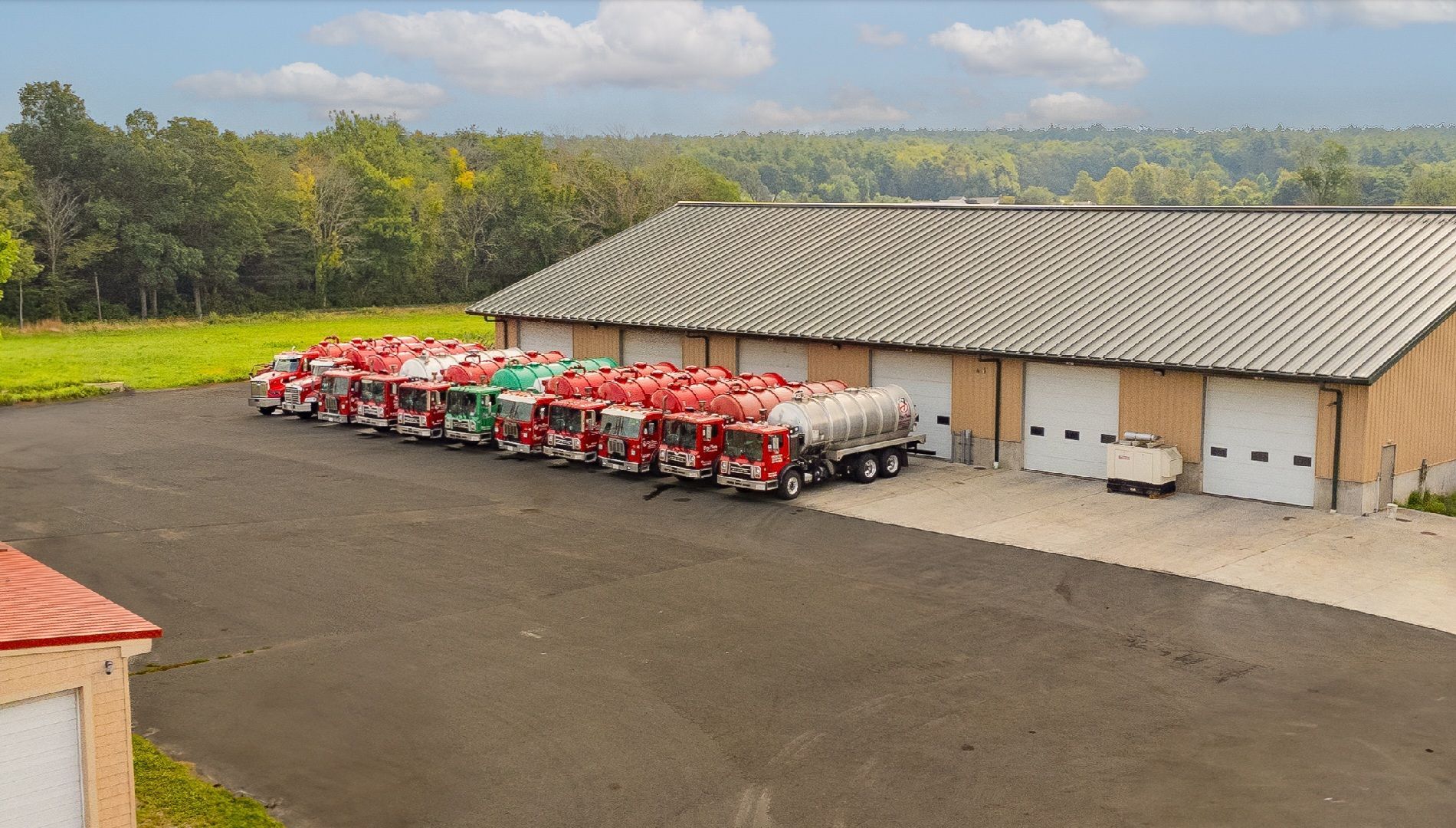 drone view of trucks
