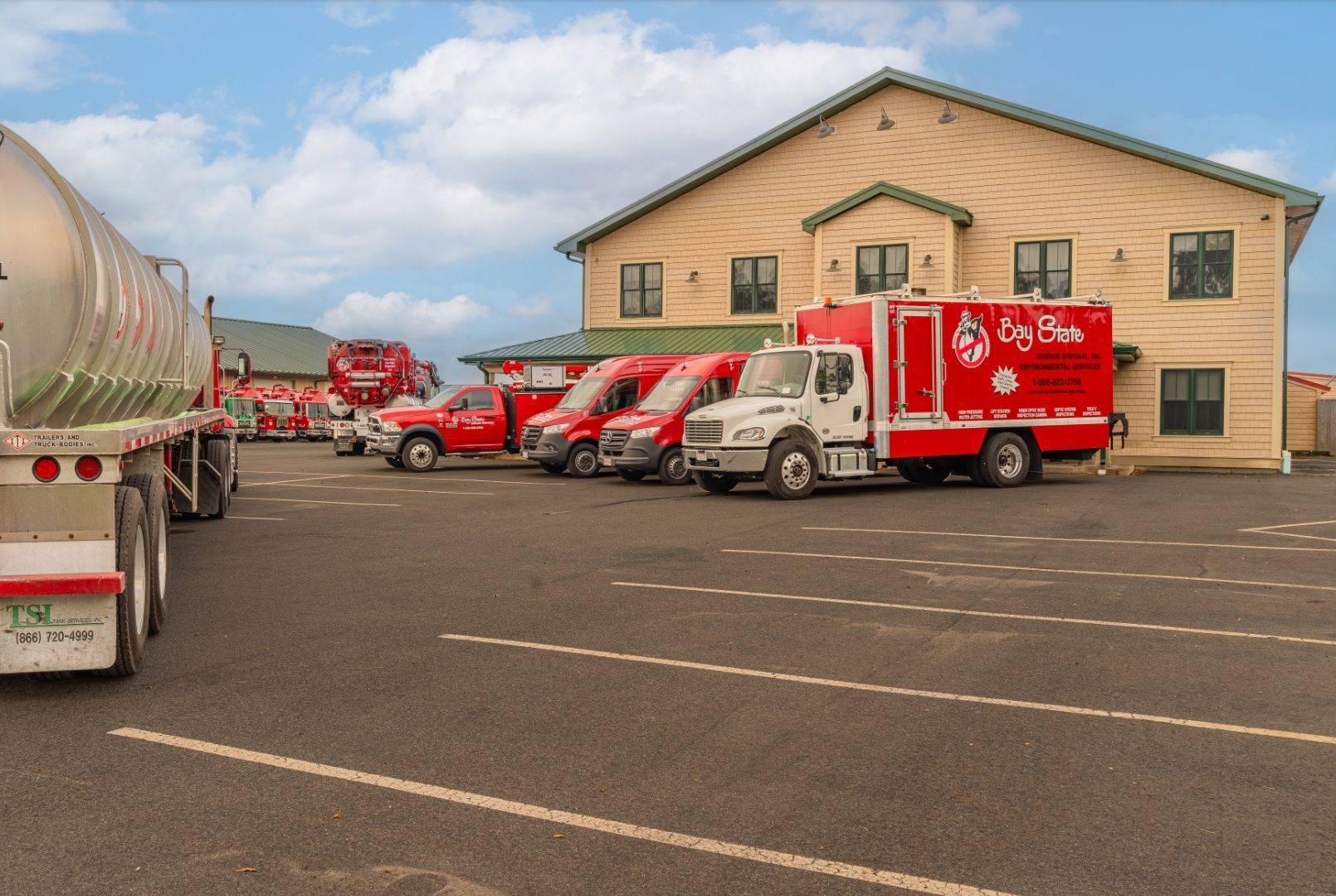 trucks parked in a row