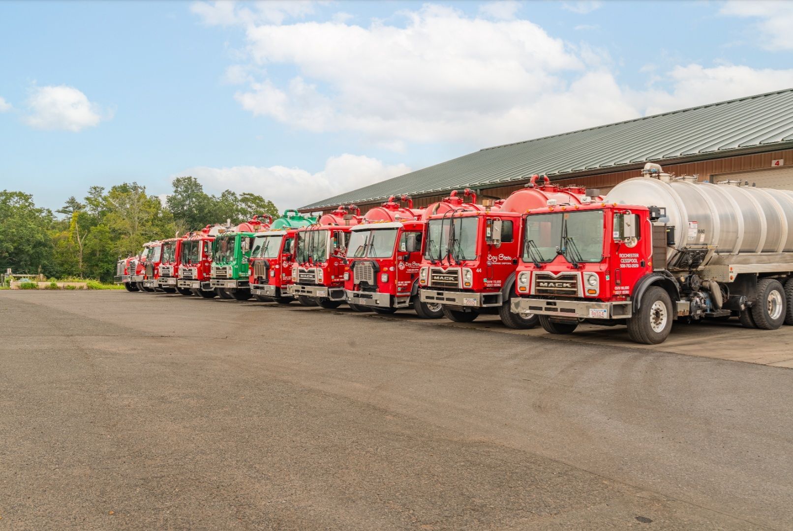 row of trucks parked