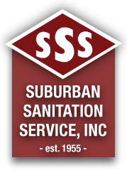 Suburban Sanitation Service, Inc. logo with red diamond and white “SSS” text, est. 1955