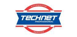 TechNet Professional Automotive Service logo: a blue banner with white text inside a red circular border.