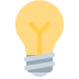 Yellow light bulb, lit, with a silver base, representing an idea or solution.