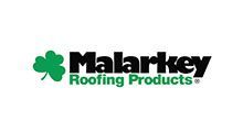 Malarkey Roofing Products logo with green clover icon and black and green text