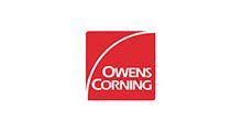 Owens Corning logo in white on a red square background