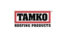 TAMKO Roofing Products logo in black and red text on a white background