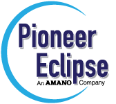 Pioneer Eclipse logo: Blue arc frames dark blue text 