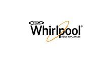 Whirlpool logo with black text and gold swoosh on a white background